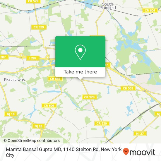 Mapa de Mamta Bansal Gupta MD, 1140 Stelton Rd