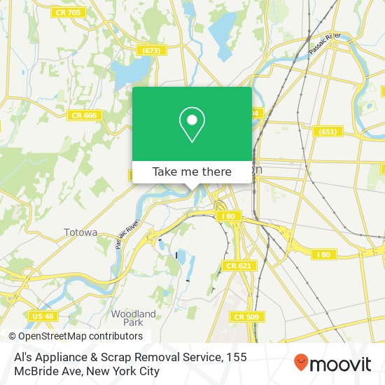 Mapa de Al's Appliance & Scrap Removal Service, 155 McBride Ave