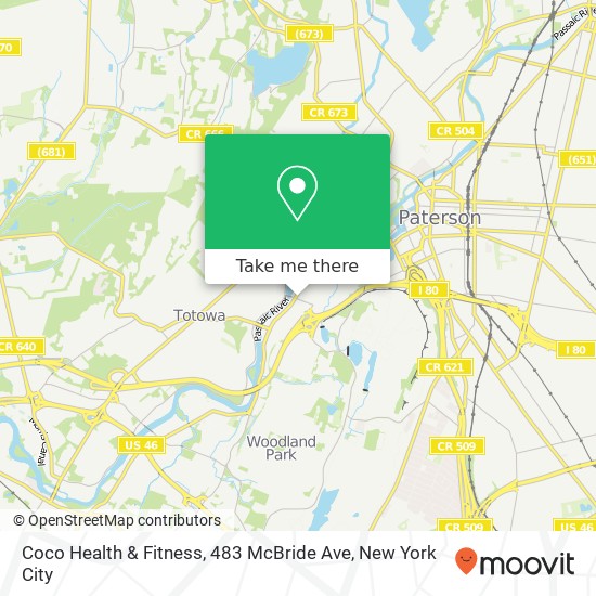 Mapa de Coco Health & Fitness, 483 McBride Ave