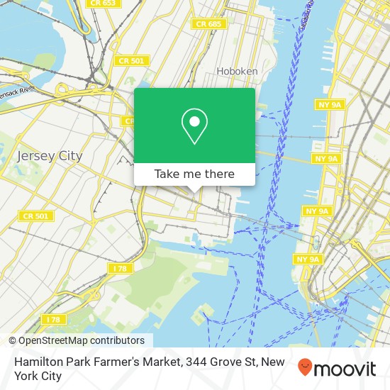 Mapa de Hamilton Park Farmer's Market, 344 Grove St