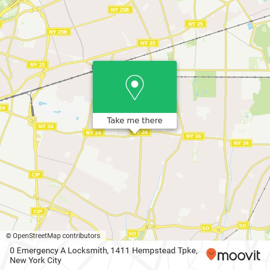 Mapa de 0 Emergency A Locksmith, 1411 Hempstead Tpke