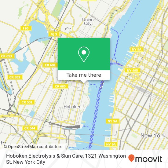 Mapa de Hoboken Electrolysis & Skin Care, 1321 Washington St