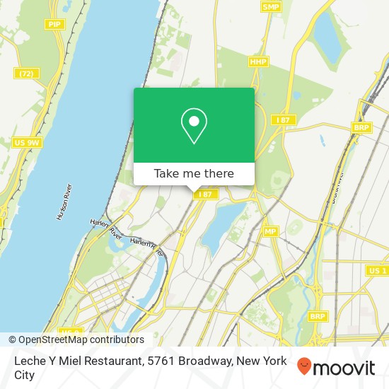 Mapa de Leche Y Miel Restaurant, 5761 Broadway