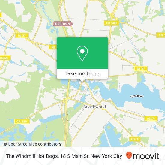 Mapa de The Windmill Hot Dogs, 18 S Main St
