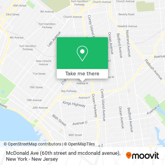 McDonald Ave (60th street and mcdonald avenue) map