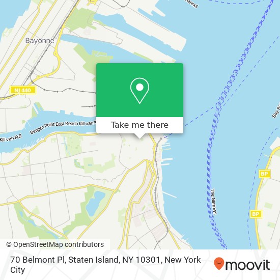 Mapa de 70 Belmont Pl, Staten Island, NY 10301