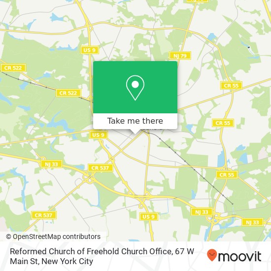 Mapa de Reformed Church of Freehold Church Office, 67 W Main St