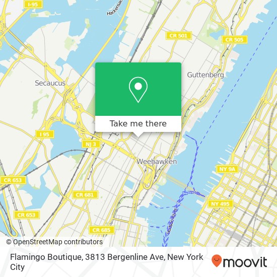 Mapa de Flamingo Boutique, 3813 Bergenline Ave