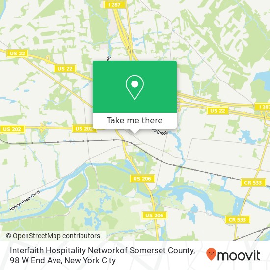 Interfaith Hospitality Networkof Somerset County, 98 W End Ave map