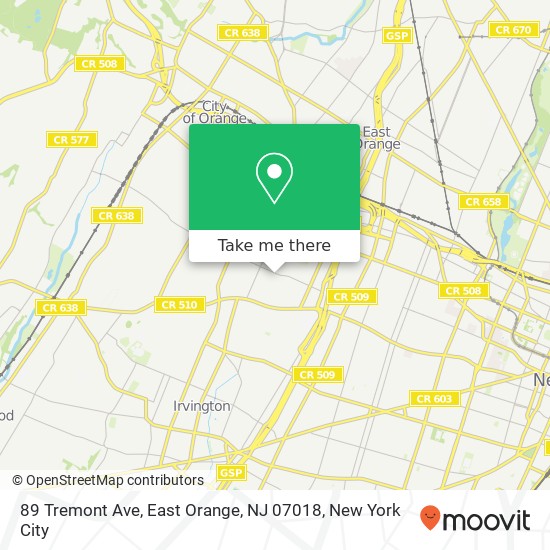89 Tremont Ave, East Orange, NJ 07018 map