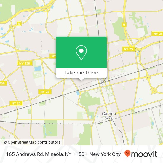 Mapa de 165 Andrews Rd, Mineola, NY 11501
