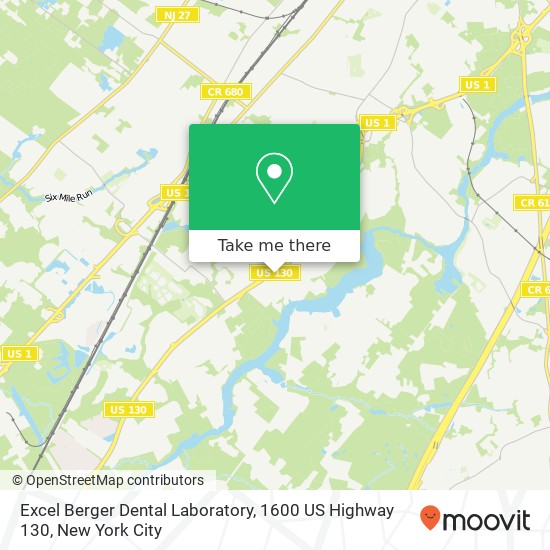 Mapa de Excel Berger Dental Laboratory, 1600 US Highway 130