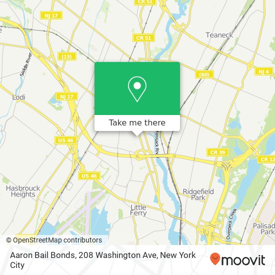 Mapa de Aaron Bail Bonds, 208 Washington Ave