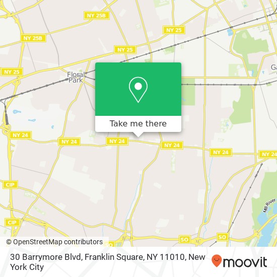 Mapa de 30 Barrymore Blvd, Franklin Square, NY 11010