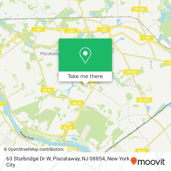 Mapa de 63 Sturbridge Dr W, Piscataway, NJ 08854
