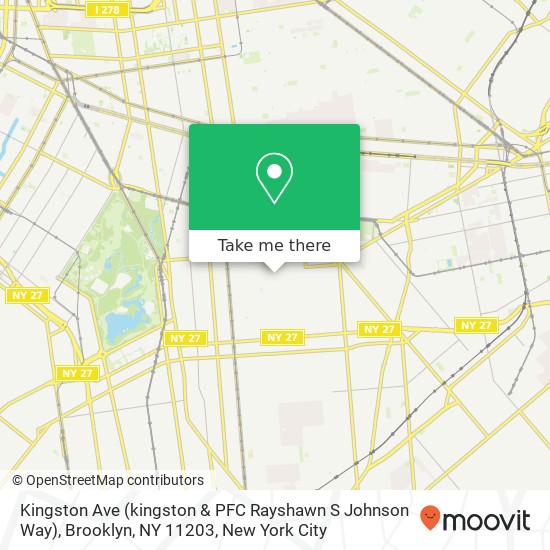 Mapa de Kingston Ave (kingston & PFC Rayshawn S Johnson Way), Brooklyn, NY 11203