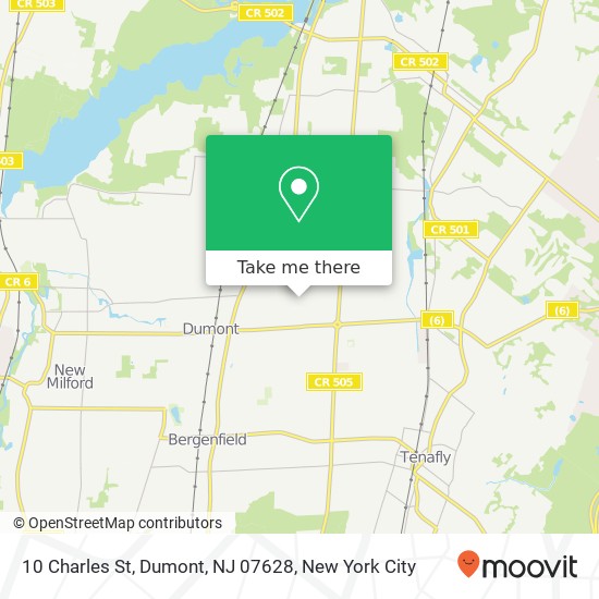 Mapa de 10 Charles St, Dumont, NJ 07628