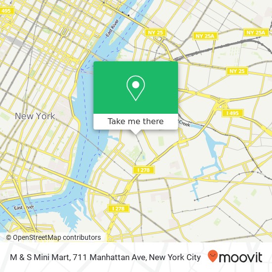 Mapa de M & S Mini Mart, 711 Manhattan Ave