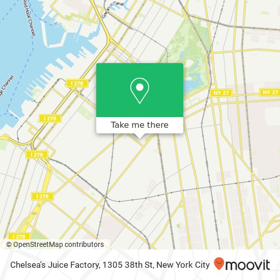 Mapa de Chelsea's Juice Factory, 1305 38th St