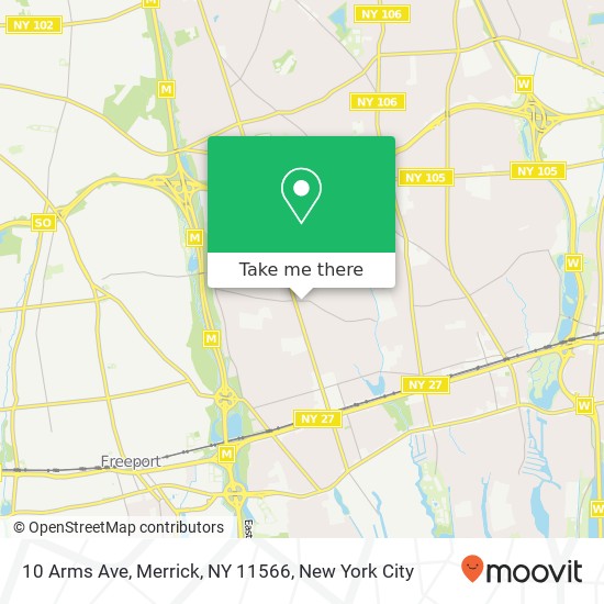 Mapa de 10 Arms Ave, Merrick, NY 11566
