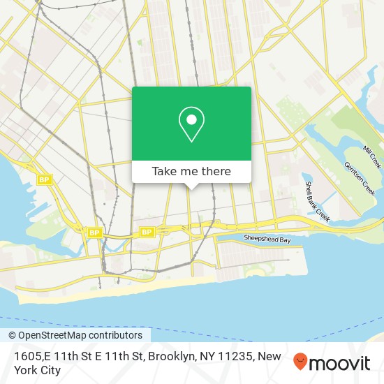 Mapa de 1605,E 11th St E 11th St, Brooklyn, NY 11235