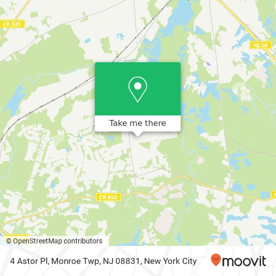 Mapa de 4 Astor Pl, Monroe Twp, NJ 08831