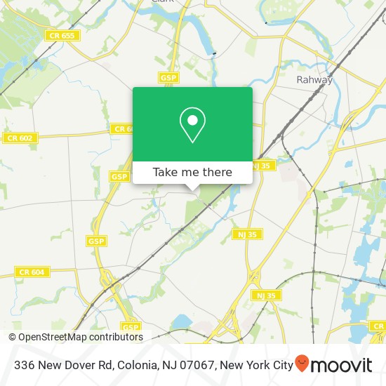 Mapa de 336 New Dover Rd, Colonia, NJ 07067