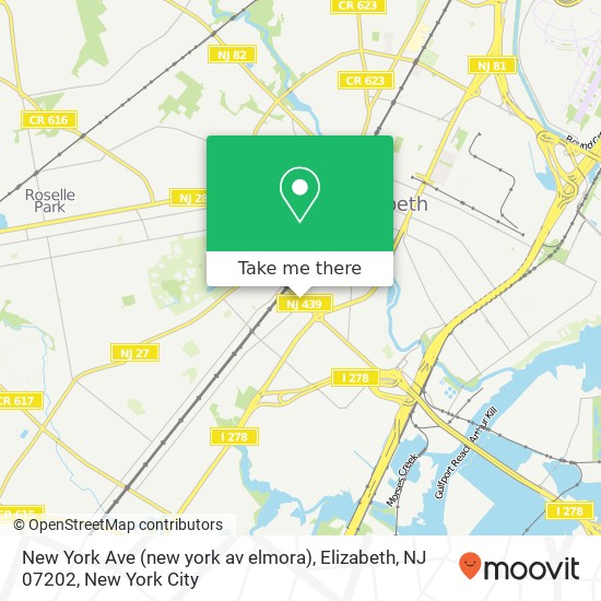 Mapa de New York Ave (new york av elmora), Elizabeth, NJ 07202