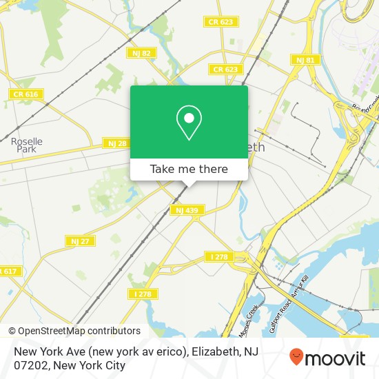 Mapa de New York Ave (new york av erico), Elizabeth, NJ 07202