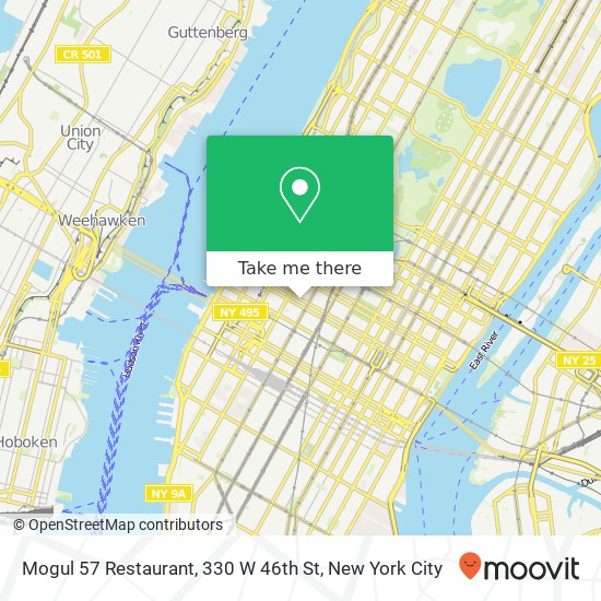 Mapa de Mogul 57 Restaurant, 330 W 46th St
