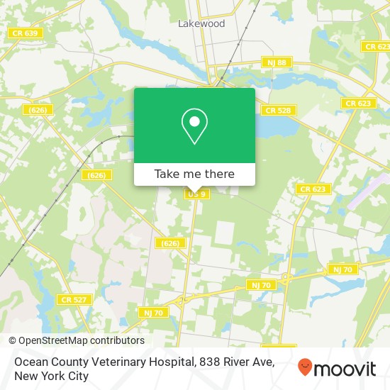 Ocean County Veterinary Hospital, 838 River Ave map