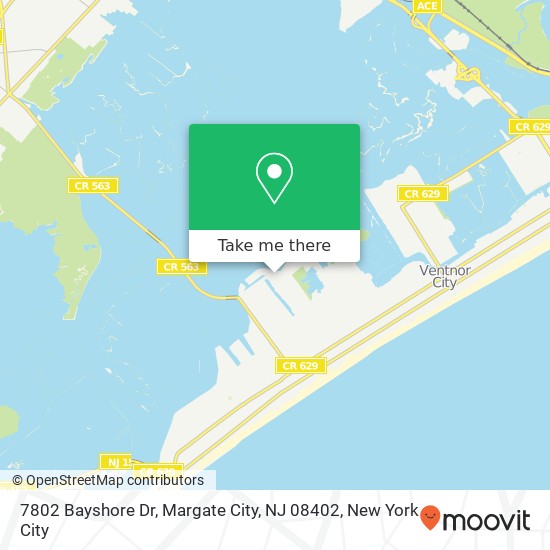 Mapa de 7802 Bayshore Dr, Margate City, NJ 08402