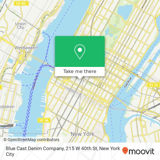 Mapa de Blue Cast Denim Company, 215 W 40th St