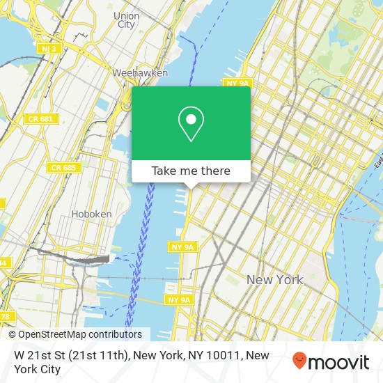 Mapa de W 21st St (21st 11th), New York, NY 10011