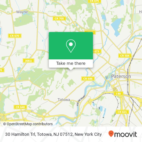 Mapa de 30 Hamilton Trl, Totowa, NJ 07512
