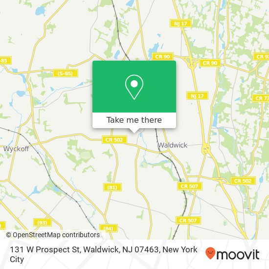 Mapa de 131 W Prospect St, Waldwick, NJ 07463