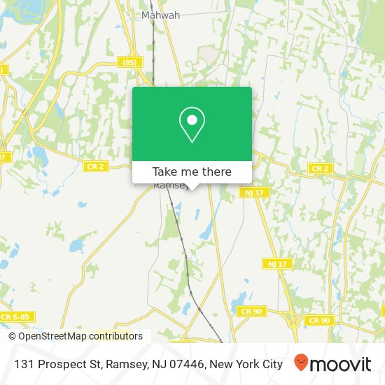 Mapa de 131 Prospect St, Ramsey, NJ 07446
