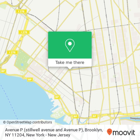 Mapa de Avenue P (stillwell avenue and Avenue P), Brooklyn, NY 11204