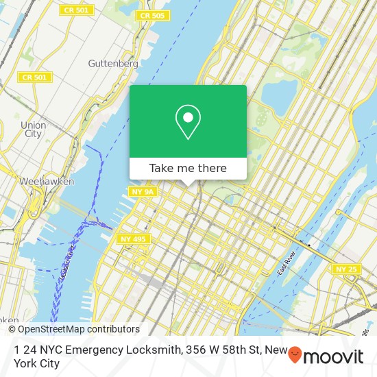 Mapa de 1 24 NYC Emergency Locksmith, 356 W 58th St