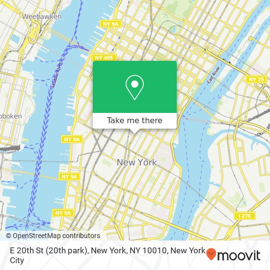 Mapa de E 20th St (20th park), New York, NY 10010