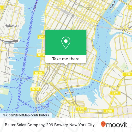 Balter Sales Company, 209 Bowery map