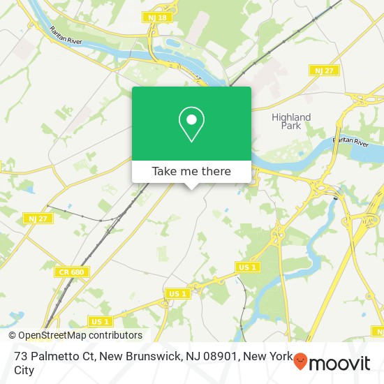 Mapa de 73 Palmetto Ct, New Brunswick, NJ 08901