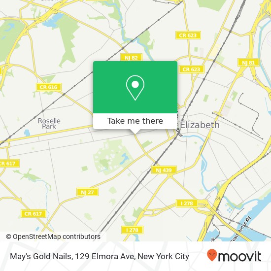 May's Gold Nails, 129 Elmora Ave map