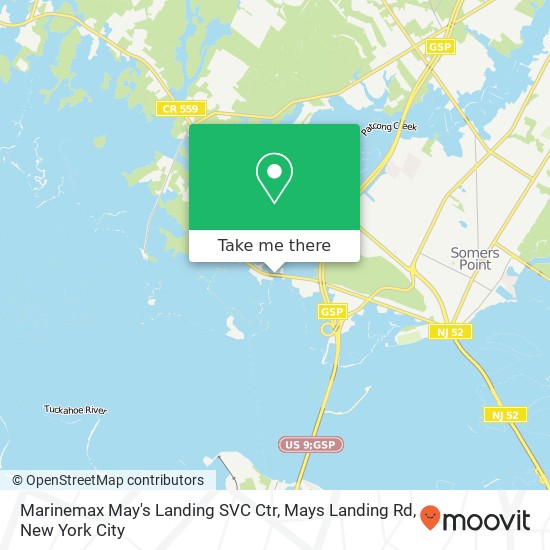 Marinemax May's Landing SVC Ctr, Mays Landing Rd map