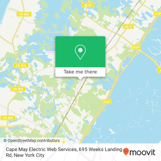 Mapa de Cape May Electric Web Services, 695 Weeks Landing Rd