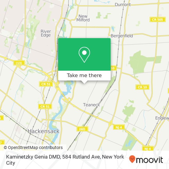 Mapa de Kaminetzky Genia DMD, 584 Rutland Ave