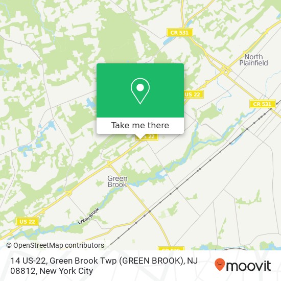 Mapa de 14 US-22, Green Brook Twp (GREEN BROOK), NJ 08812