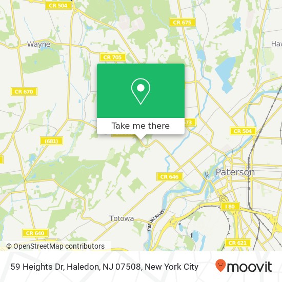 Mapa de 59 Heights Dr, Haledon, NJ 07508