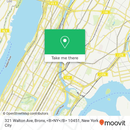 Mapa de 321 Walton Ave, Bronx, <B>NY< / B> 10451