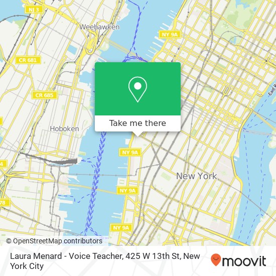 Mapa de Laura Menard - Voice Teacher, 425 W 13th St